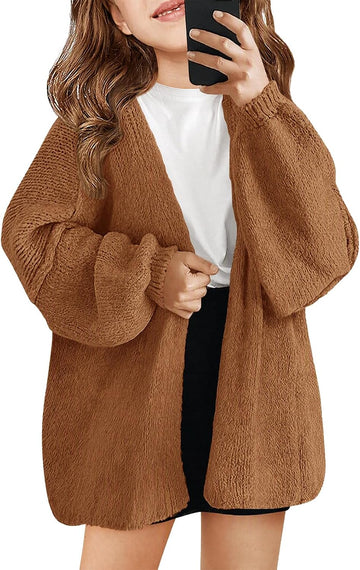 Girls Oversized Cardigan Sweaters Kids Open Front Sweater