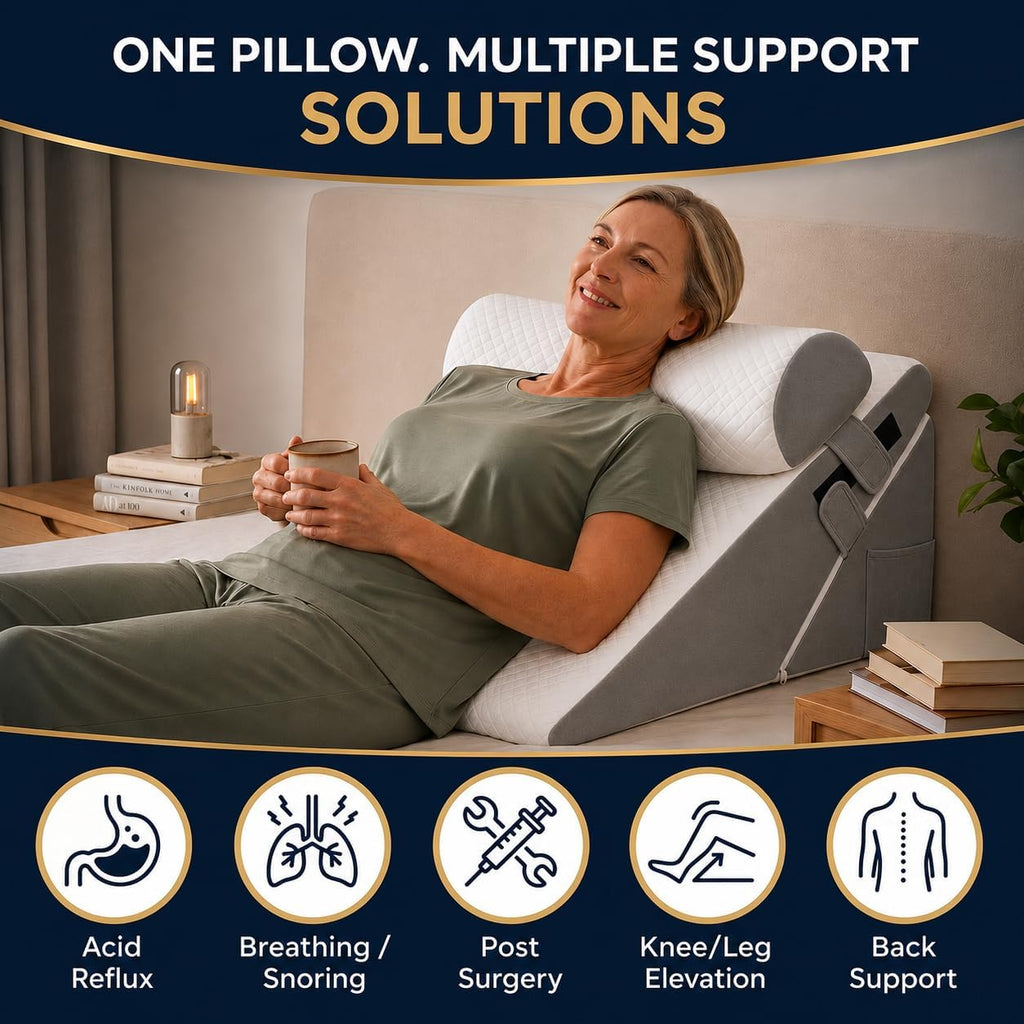 10-in-1 Adjustable Design 3PCS Wedge Pillow for Sleep Apnea, Wedge Pillow for Acid Reflux Relief, Orthopedic