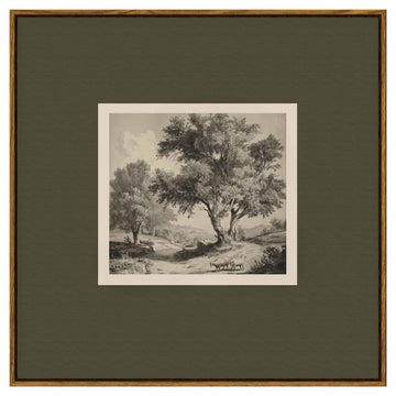24"x24" Square Canvas Wall Art Vintage Landscape Sketch Print