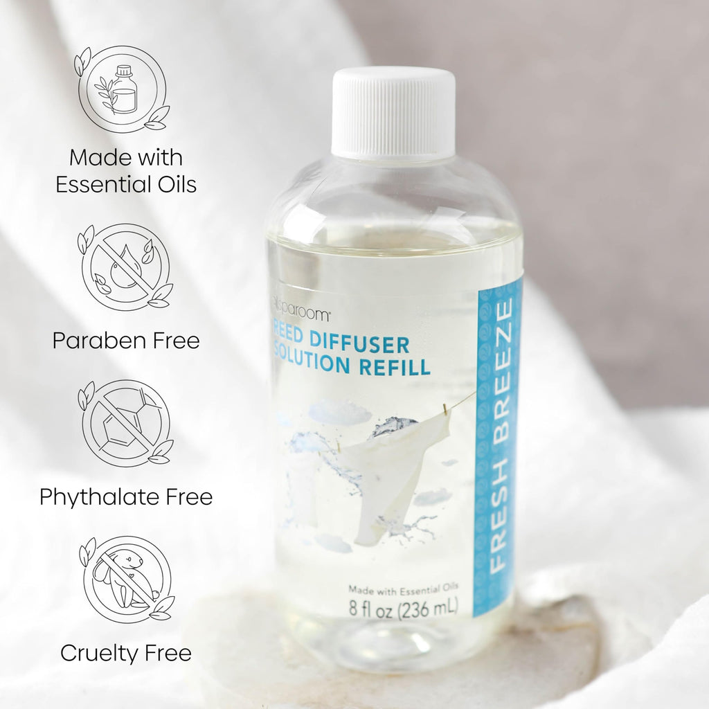Reed Diffuser Oil Refill - Fresh Breeze Scent, 8oz Air Purifying Aroma for a Light and Open Feel, Ideal s or