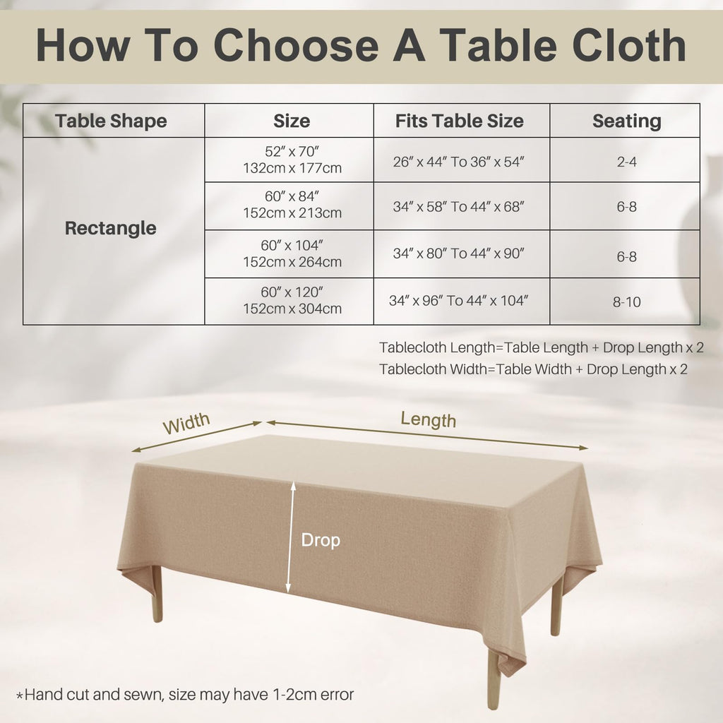 Textured Table Cloth Rectangle 60x84 Inch Kitchen Decor