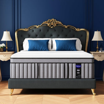Upgraded Luxury 14 Inch California King Size Hybrid Mattress, Firm Feel | Memory Foam & Pocket Springs, Reinforced