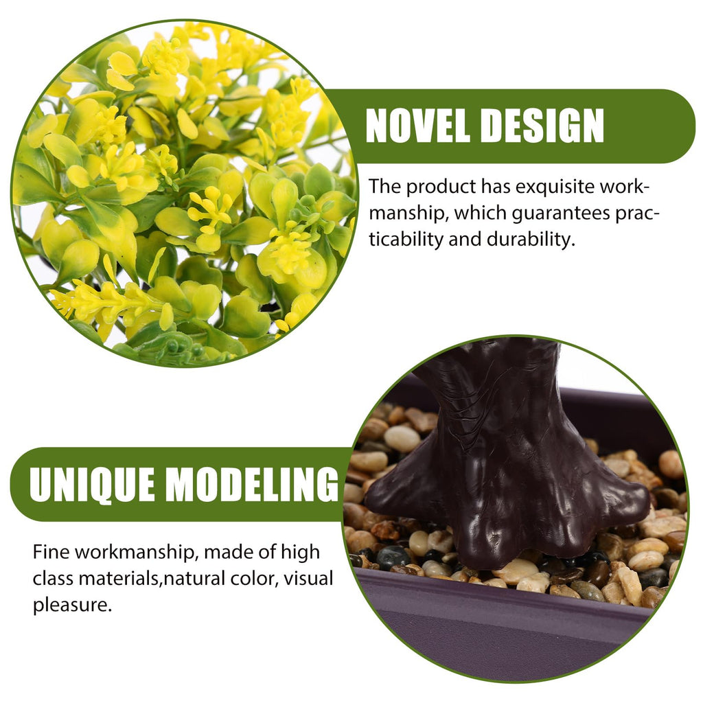 Artificial Bonsai Tree Faux Potted Plant Simulation Desk Decor Low Maintenance Greenery 14.17X12.59X3.93 Inches