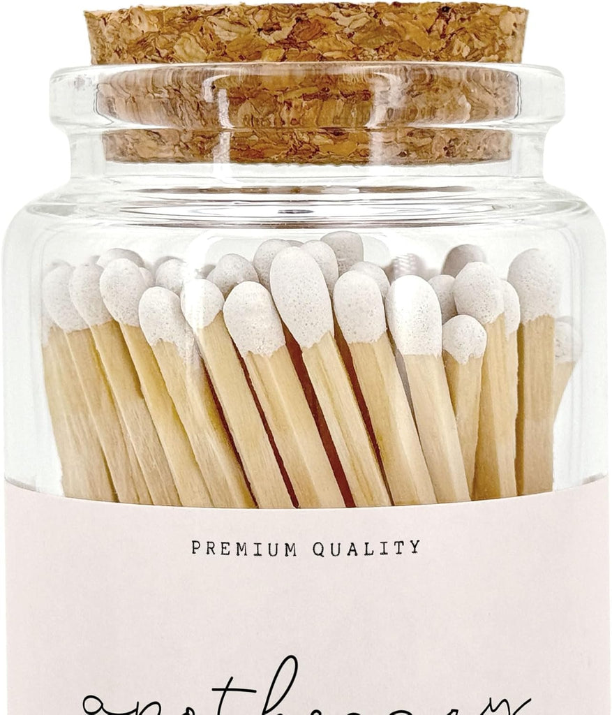 Apothecary Wooden Matches in a Jar with Striker | Decorative Matches for Candles | Long Matches for Candles