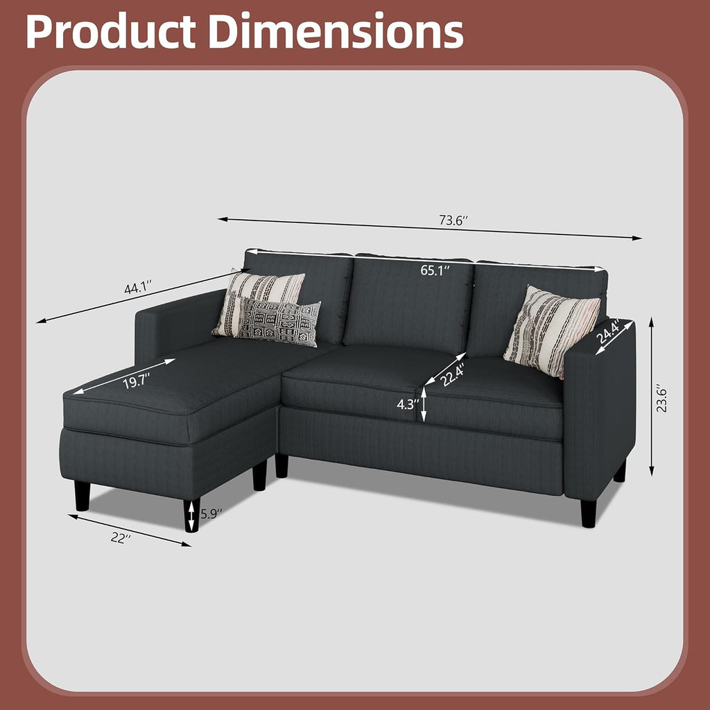 Sectional Sofa Couch Convertible L Shaped Sofas with Ottoman Small Sectional Couches for Living Room