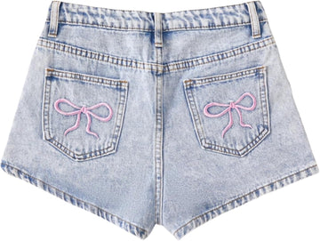Girls Jean Shorts Baggy Cute Y2K High Waist Straight Leg Denim Shorts for Teen Girls