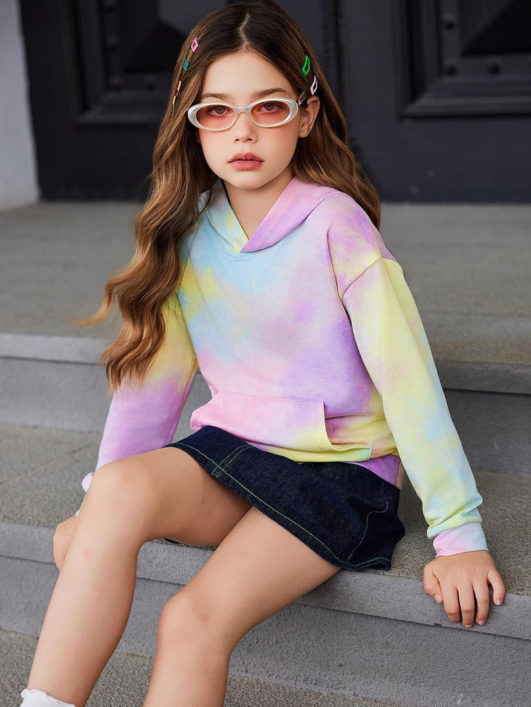 Graphic Hoodies for Girls Tie Dye Sweatshirt Cute Pullover Tops