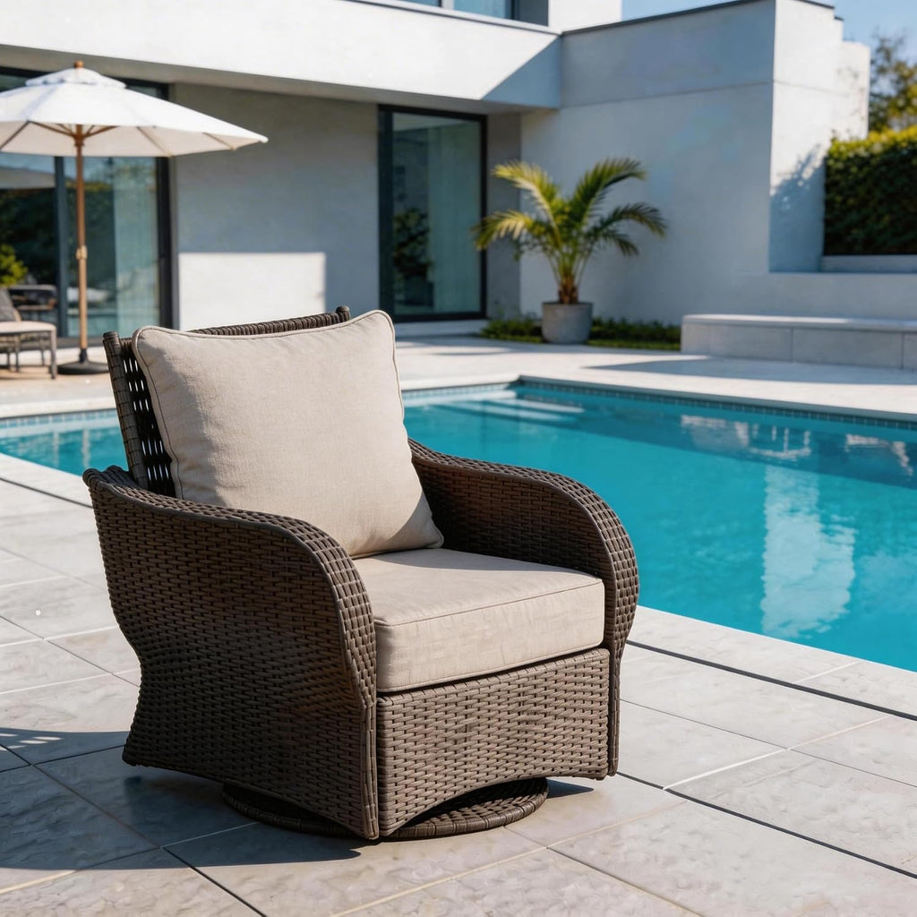 Patio Seat Cushions, Natural Linen, 22x24x5.1 in, Set of 2 | 35D High-Resiliency Foam,PFAS-free,UV-Fade & tear &