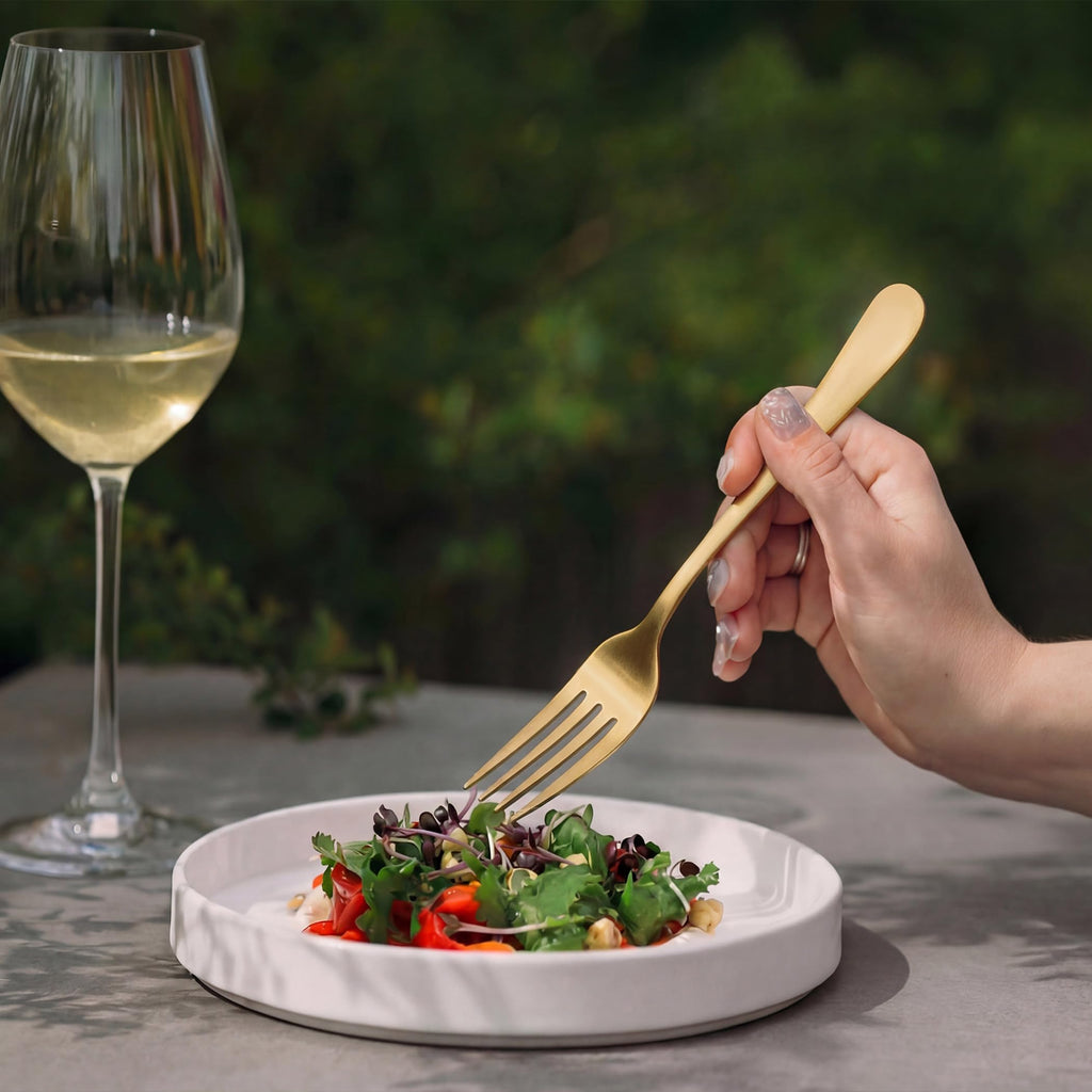 20 Piece Matte Gold Silverware Set, Stainless Steel Gold Flatware