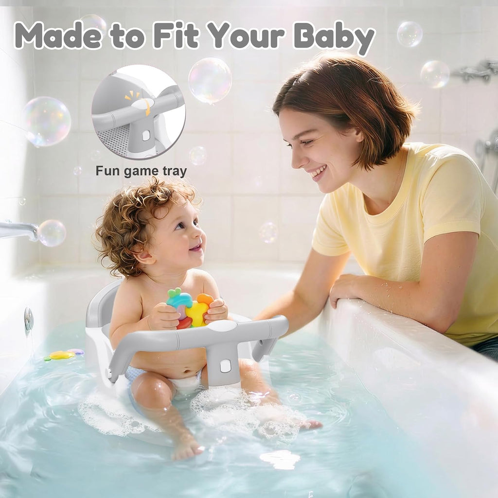 Bath Seat for Babies 6 Months & Up Sitting Up with Suction Cups, Grey