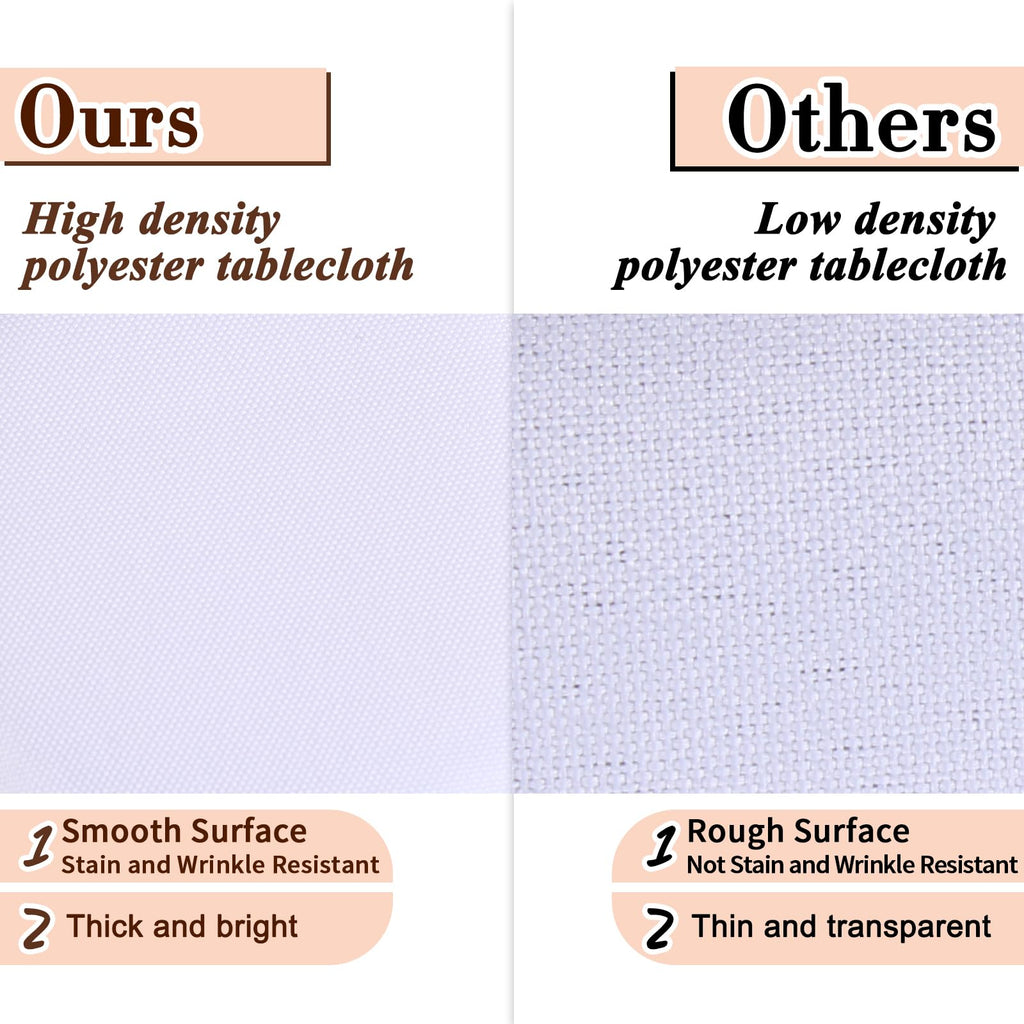 90 Inch Round Tablecloth White Polyester Fabric Table Covers 6 Packs