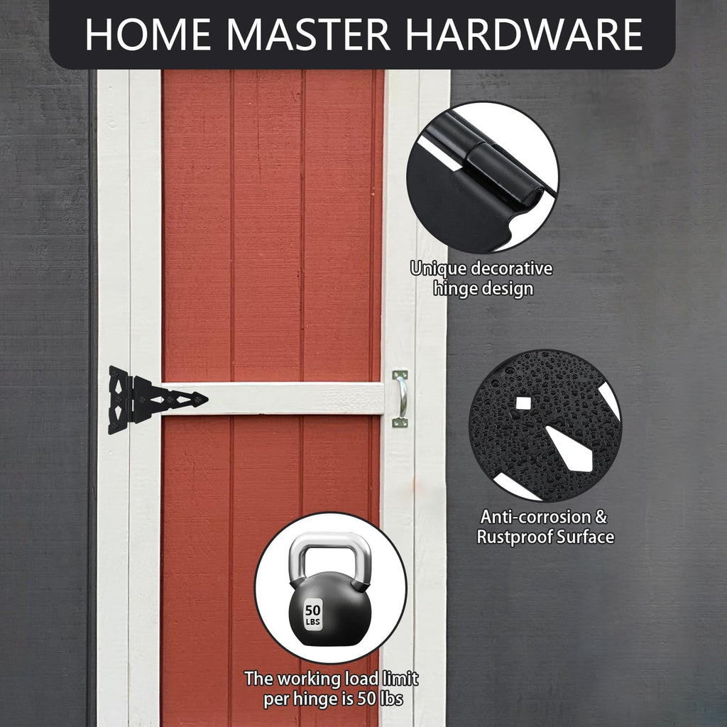 8" Heavy Duty Gate Hinges, 4 Pack T Strap Hinges