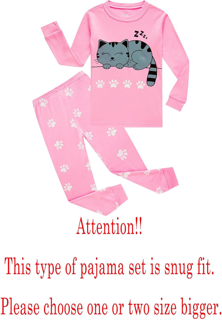 Little Big Girls Pajamas Set Long Sleeve PJs 100% Cotton Pyjamas