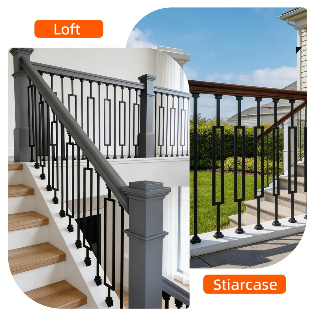 10pcs 44" Wrought Iron Baluster Single Rectangular Stair Spindles