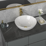Sarlai Vessel Sink Round - 16"x16" Modern Round Bowl Above Counter White Porcelain Ceramic Bathroom Vessel Vanity Sink