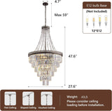 Foyer Vintage Crystal Chandelier, 6-Tier Antique Bronze Staircase French Empire Chandeliers for High Ceilings Entryway Foyer Lighting Fixtures, 28" W x 48" H A108-B0F1MDNYRZ