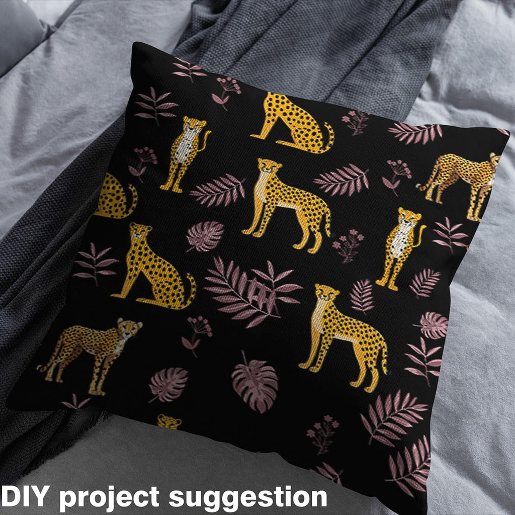 Cartoon Cheetah Fabric by The Yard Watercolor Tropical Palm Leaves Fabrics for Sewing Lovers Cute Leopard African