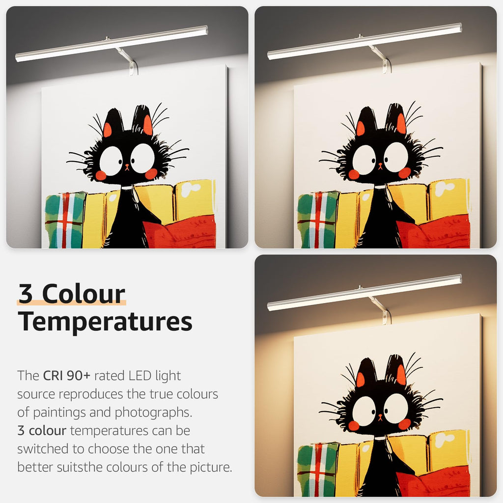 24" Plug in LED Picture Light, 9W Nickel Remote Control Wall Light