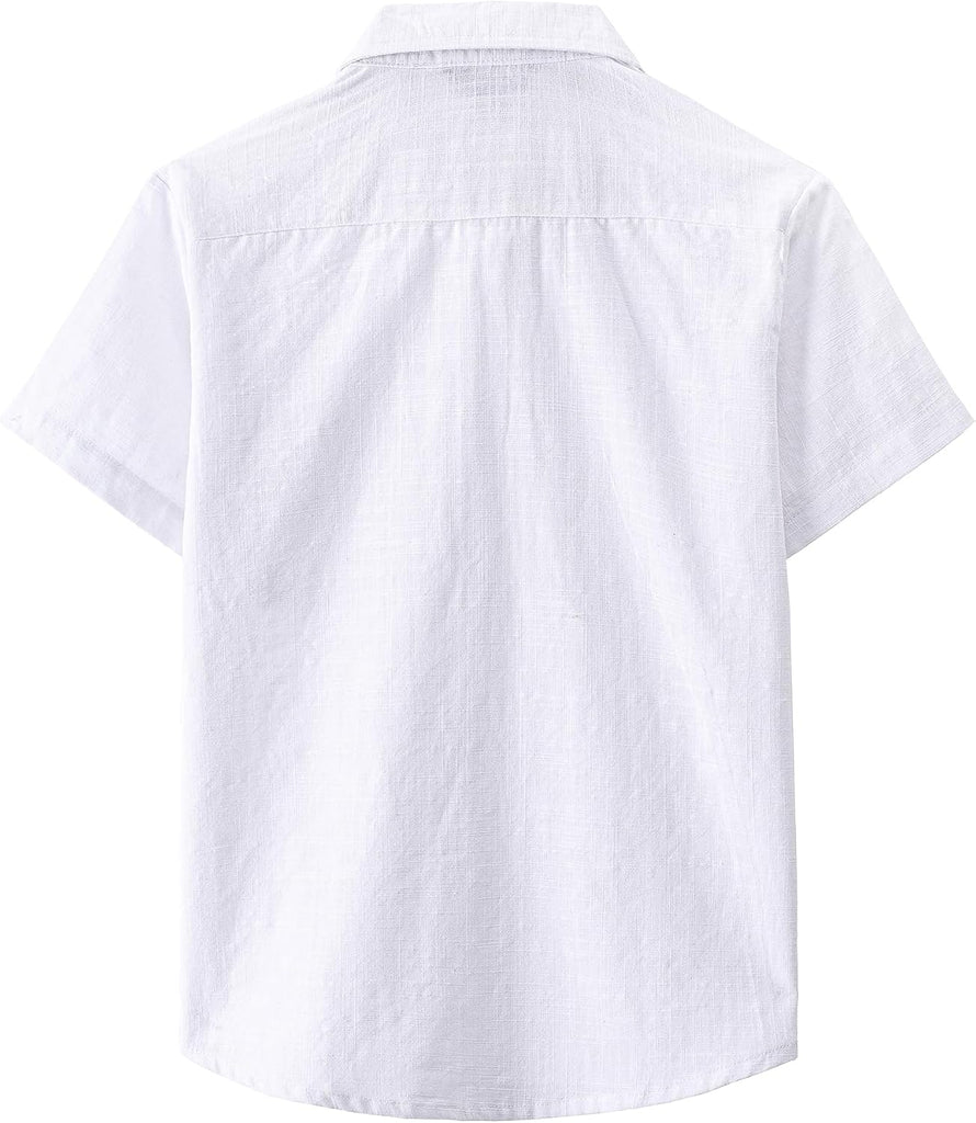 Boys Chambray Shirts Short Sleeve Button Down Shirt for Kids