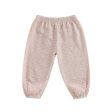 Toddler Baby Boy Girl Gingham Bubble Pants Kids Casual Plaid Elastic Waist Long Bloomers Trousers Bottoms