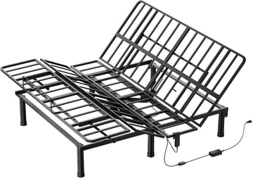 King Adjustable Bed Base, Wired Remote Control, Independent Head and Foot Incline, Electric Bed Frame Base