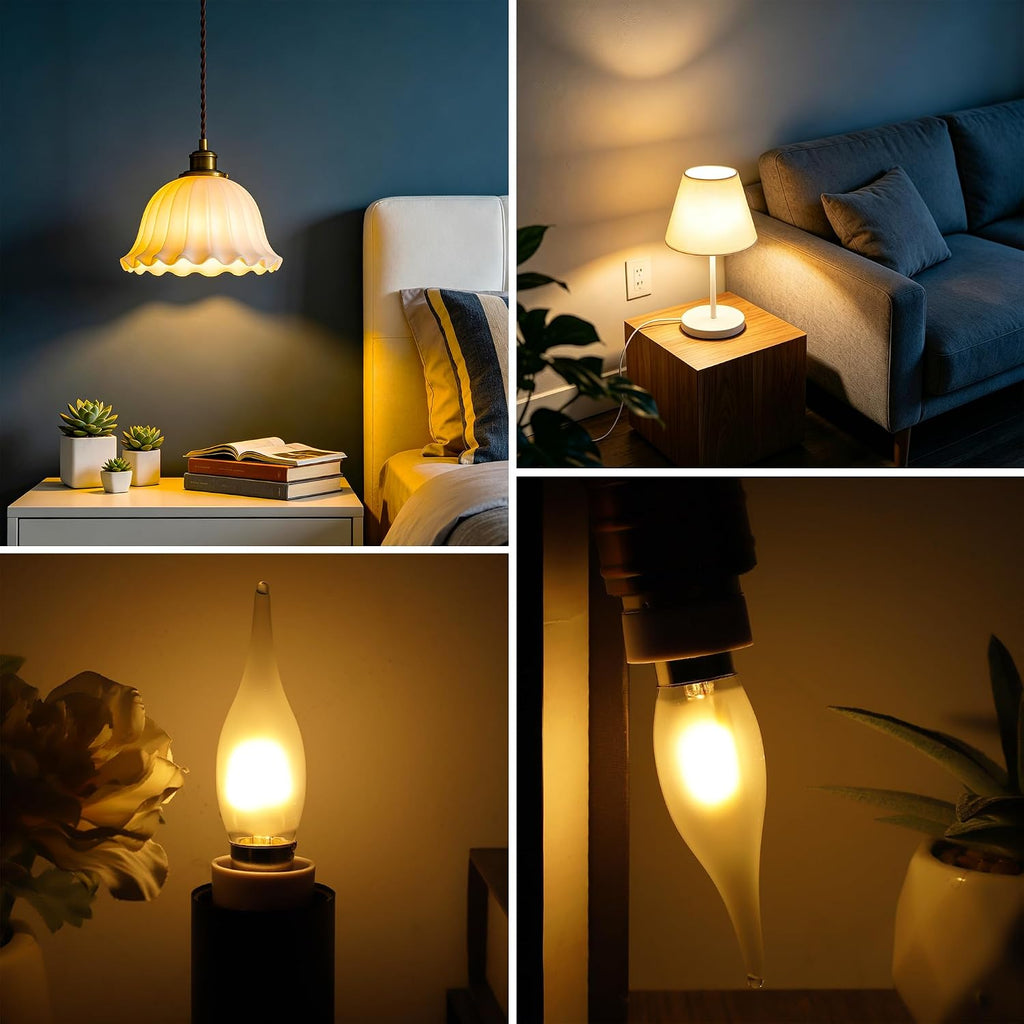 Frosted E12 25 Watt Candelabra LED Light Bulbs,2W 2700K Warm White 200LM