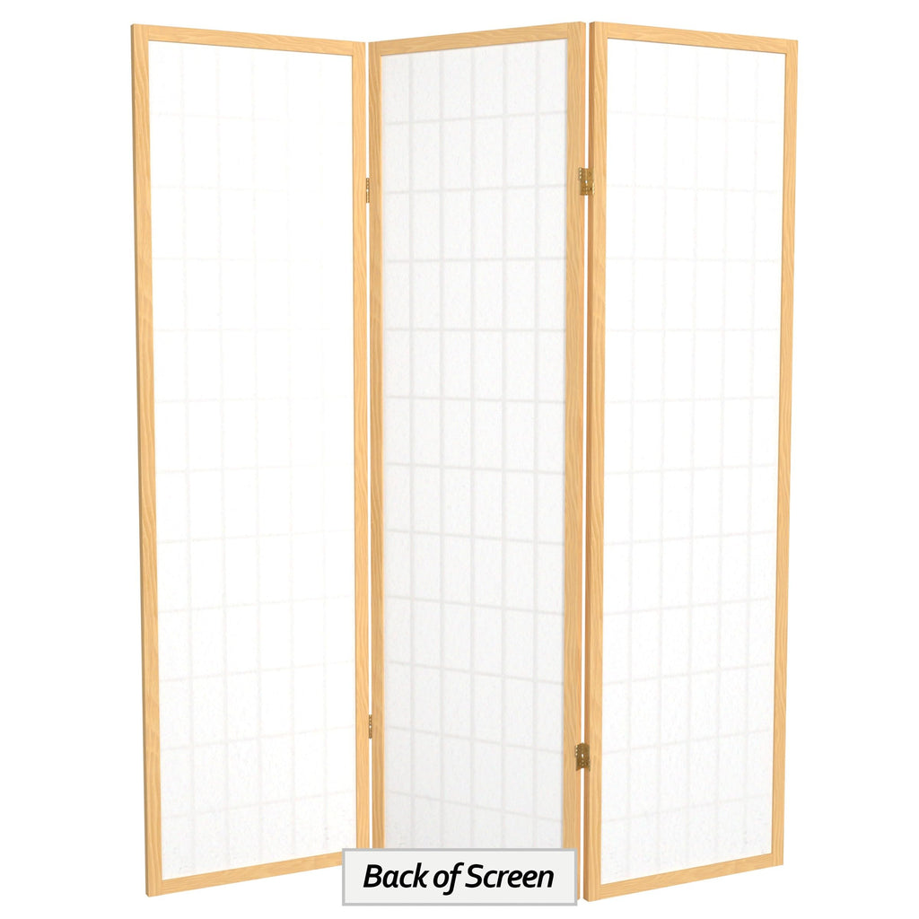 5 ft. Tall Window Pane Shoji Screen - Natural - 3 Panels