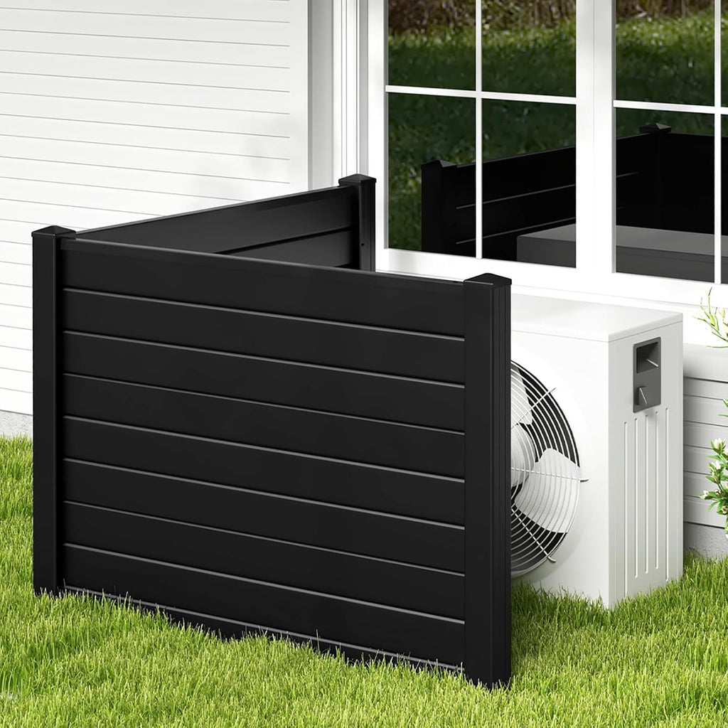 Air Conditioner Fence 2 Panels - 48''W x 36''H Outdoor Privacy Screen Trash Can Enclosure with 3 Stakes, PP Vinyl