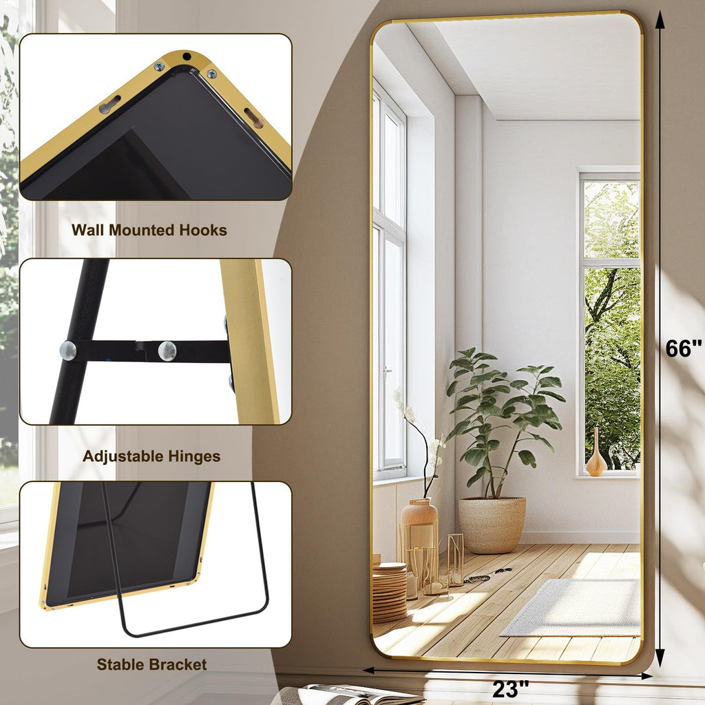 66"x23" Full Length Mirror, Large Floor Mirror with Stand