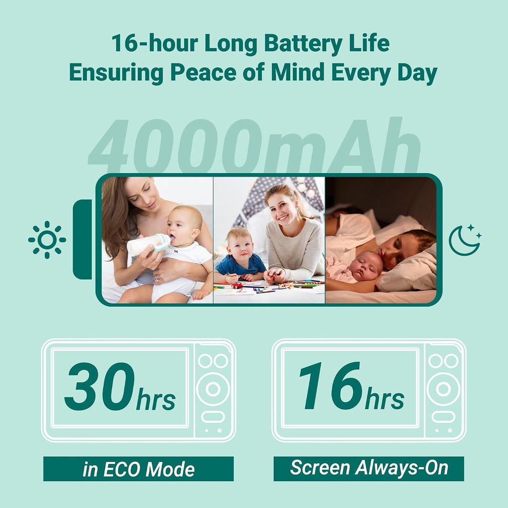 6" IPS Screen Baby Monitor with Camera and Audio, Pan-Tilt-Zoom