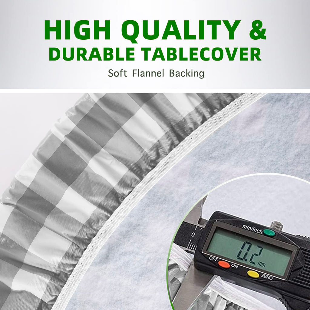 Picnic Table Cover with Bench Covers Fitted Table Clothes for 8 Foot Rectangle Tables Vinyl Flannel Backing with