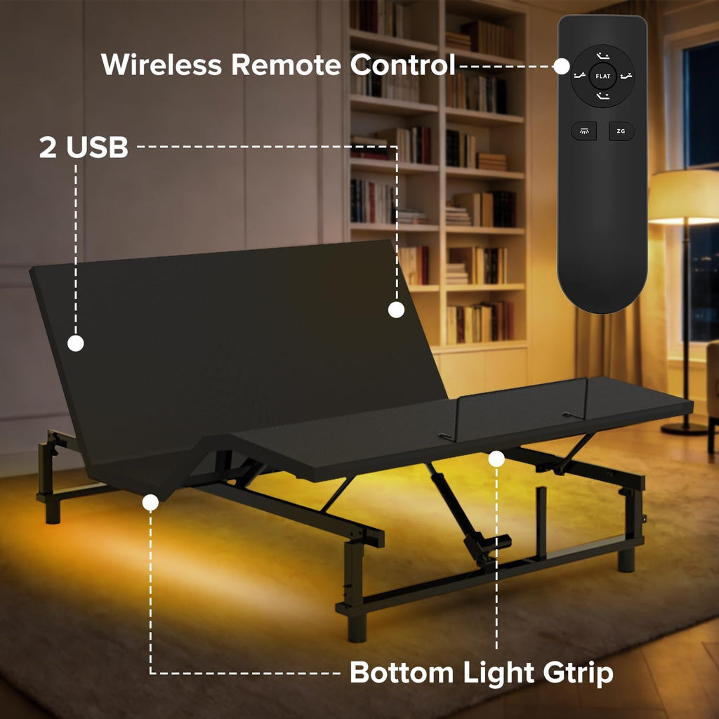 King Adjustable Bed Frame with Head and Foot Incline