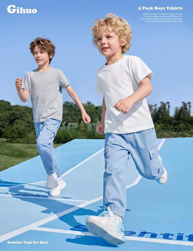 5 Pack Boys Tshirts Short Sleeve Shirts for Boys Cotton T-Shirts Kids Tees Clothes Summer Tops