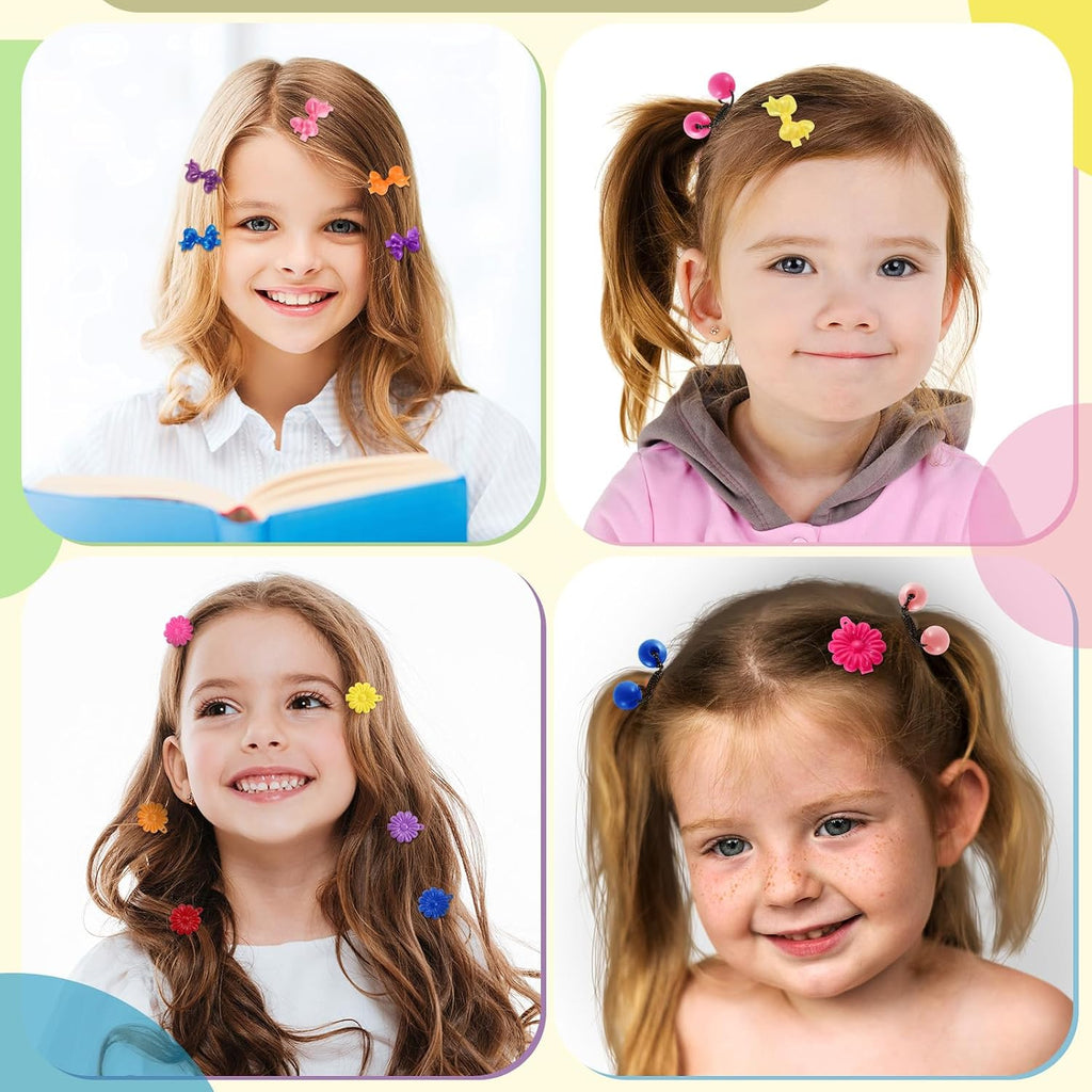 60 Pcs Girls Barrettes Hair Clips Ponytail Ties, ovely Style
