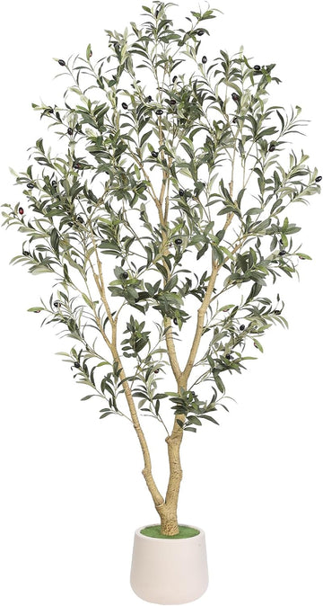 6FT Artificial Olive Tree with Pot & Slender Multi-Branch Design