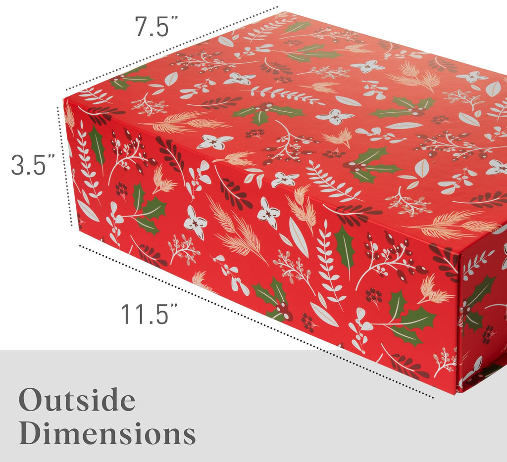 Christmas Gift Box with Magnetic Lid 3-Pack | Red Decorative Gift Boxes for Presents, Holiday Gifts, Treats