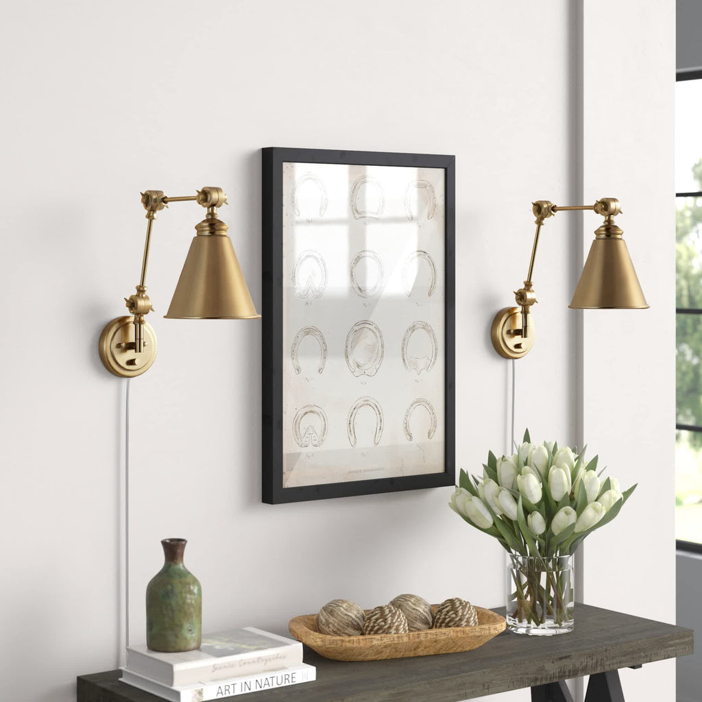 Farmhouse Swing Arm Wall Sconce Set of 2, Industrial Adjustable Wall Lamp Light Fixture Bedroom Vanity Study Desk