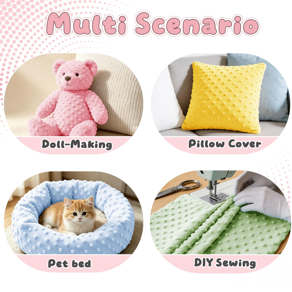 1 Yard Minky Dot Fabric 60 Inch Wide Fleece Plush Pink