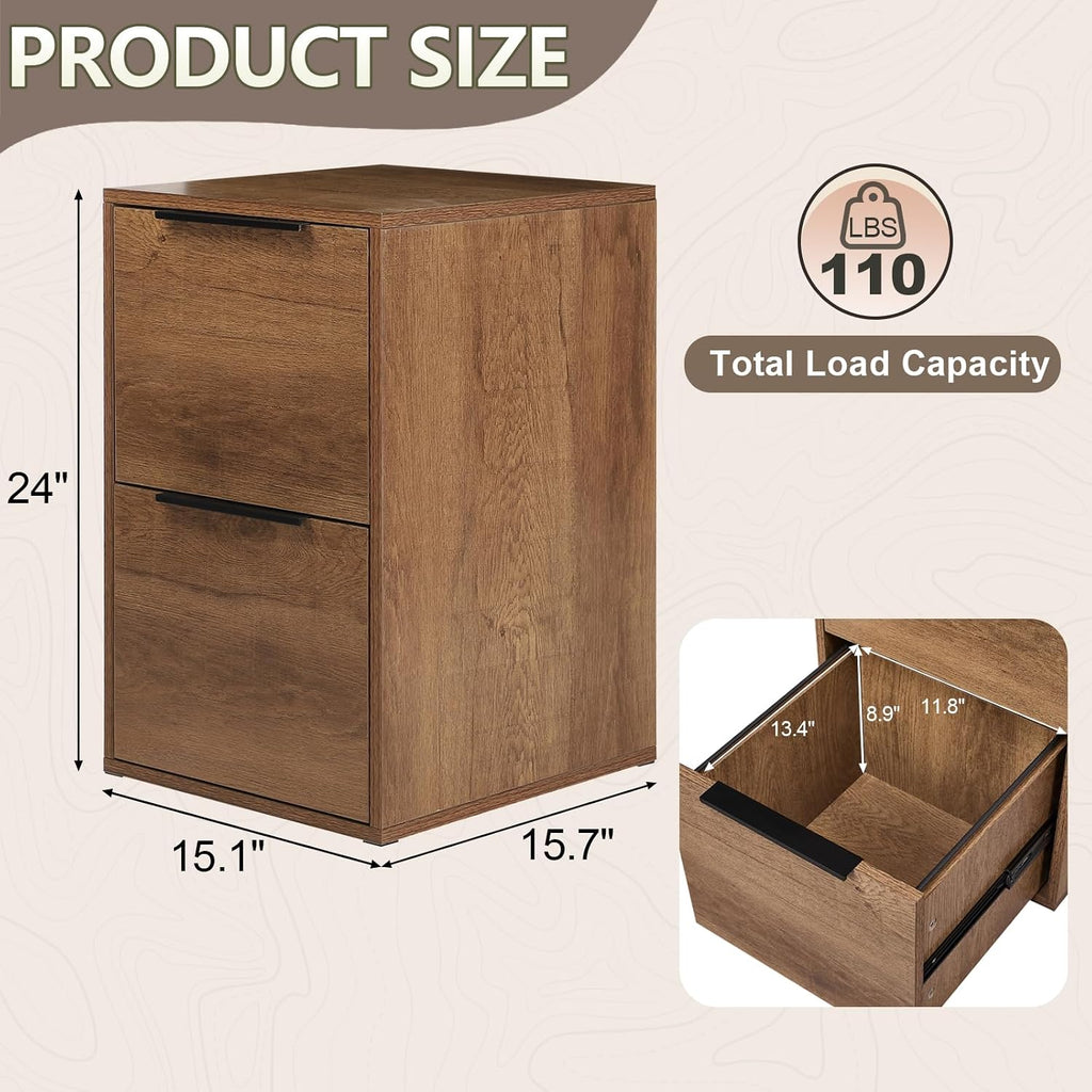 File Cabinet, 2 Drawer Filing Cabinet , Modern Farmhouse File Cabinets with Hanging Rail for Letter Files,Small