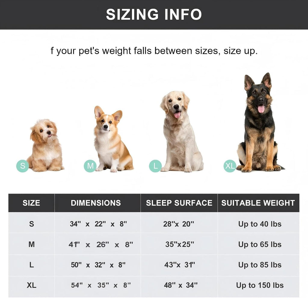 Lx32 Wx8 H Cooling Elevated Dog Bed for Large Dogs with Non-Slip Floor Protectors & Breathable Mesh, Raised