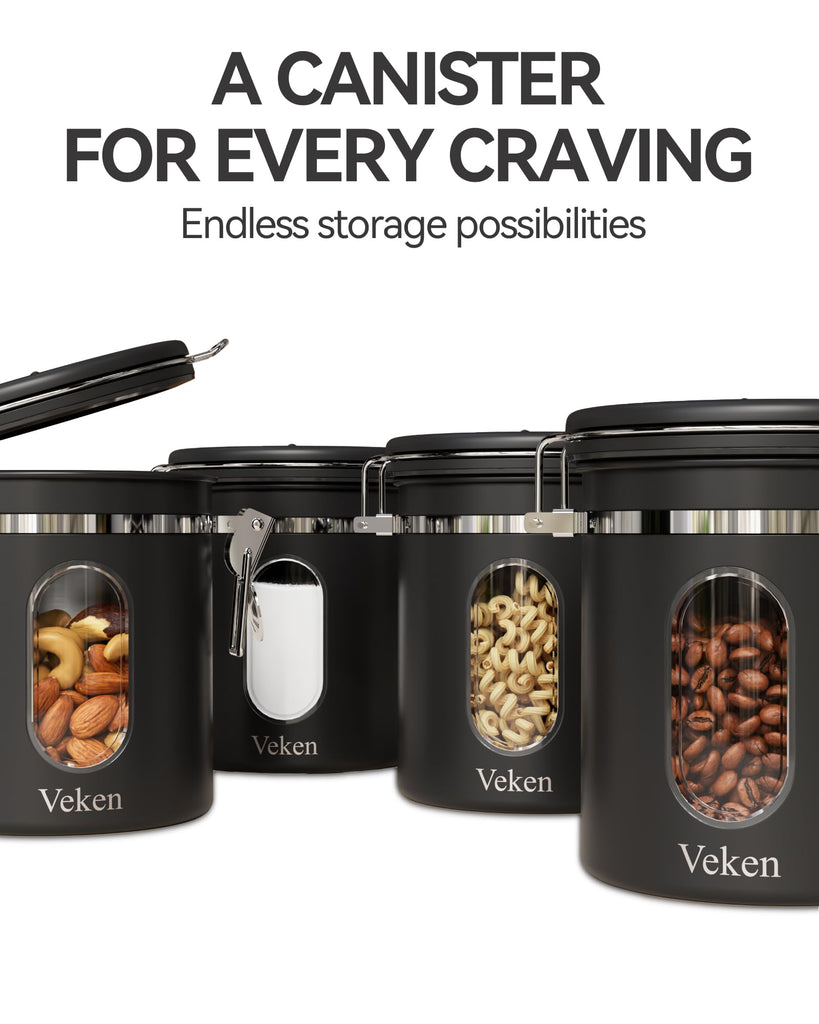 Coffee Canister with Window,Airtight Stainless Steel Compact Jar,16OZ