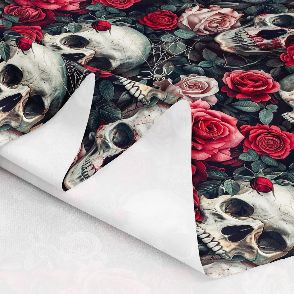 Red Rose Fabric by The Yard Human Skull Gothic Style No Stretch Fabric for Sewing Supplies Vintage Flower Romantic