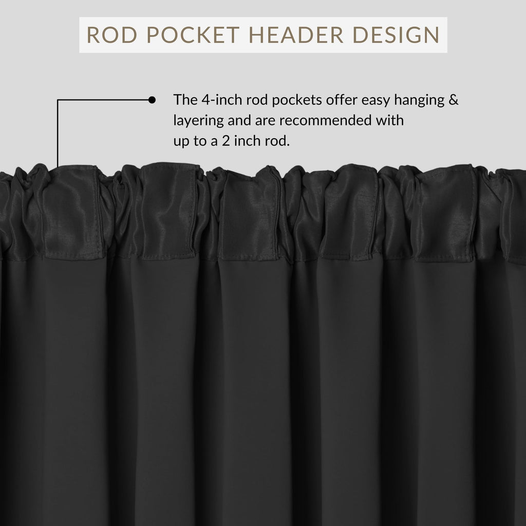 All Seasons Waterfall Window Valance, Black - 52" W x 36" L
