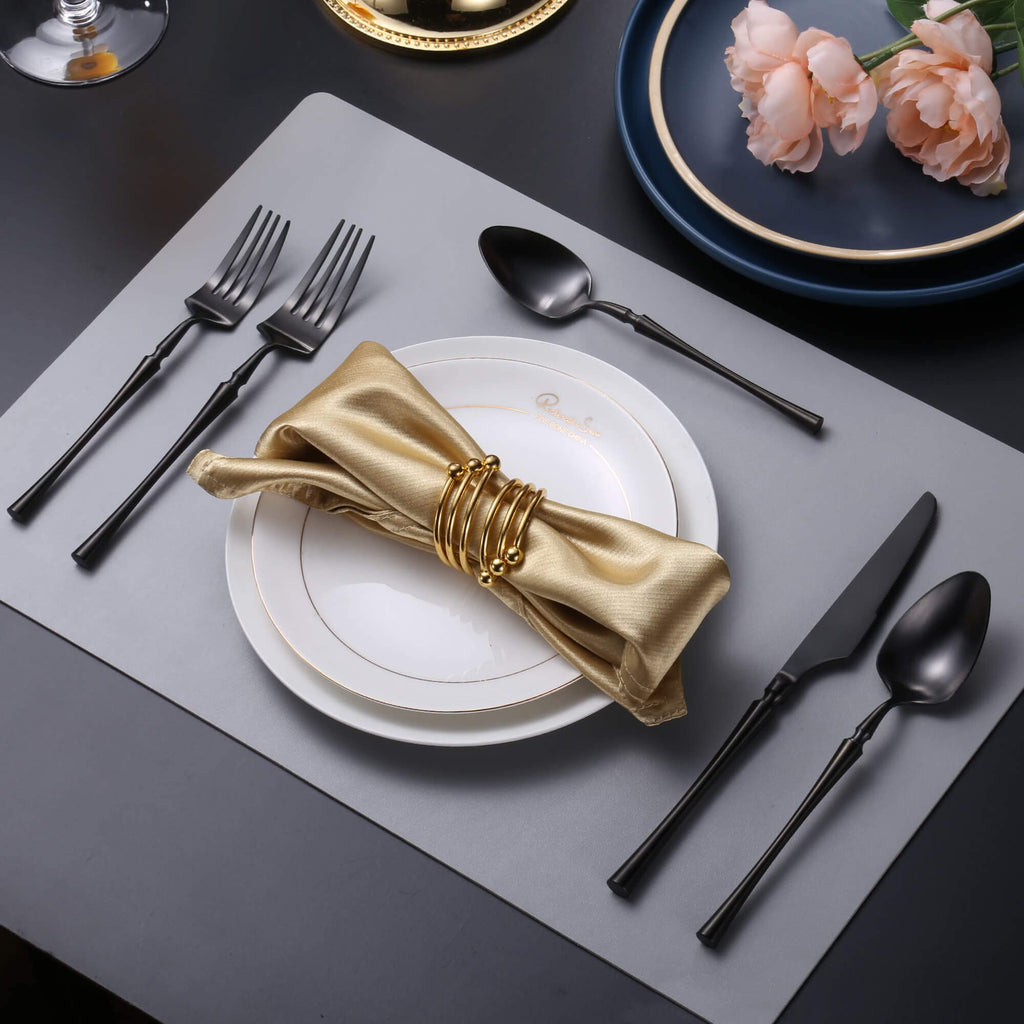 20 Piece Matte Black Silverware Set,18/10 Stainless Steel Flatware Set Service for 4,Unique Cutlery Set with Canton