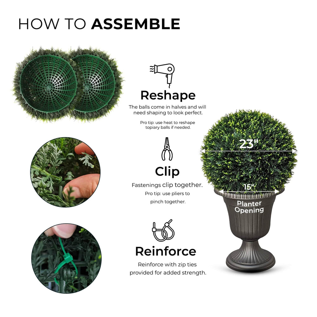 23" XL Faux Topiary Balls, Cedar/Cypress, 1 Pack