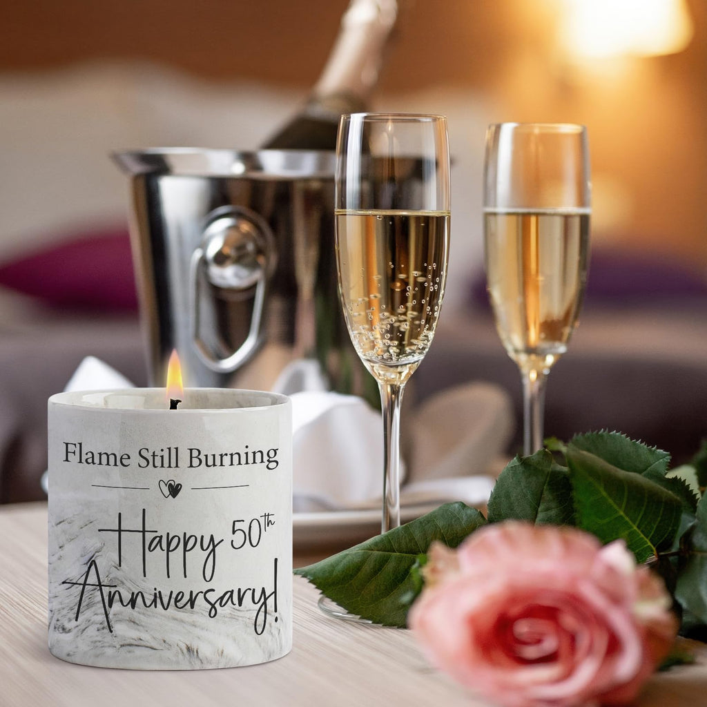 50th Anniversary Candle - 50th Wedding Anniversary Present for Couple & Parents, 50 Year Aniversario Gifts for Men