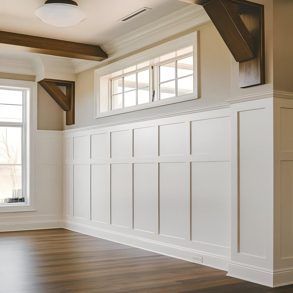 Board and Batten Wainscoting Panel Kit,MDF Premade Paintable Panel,54X96in