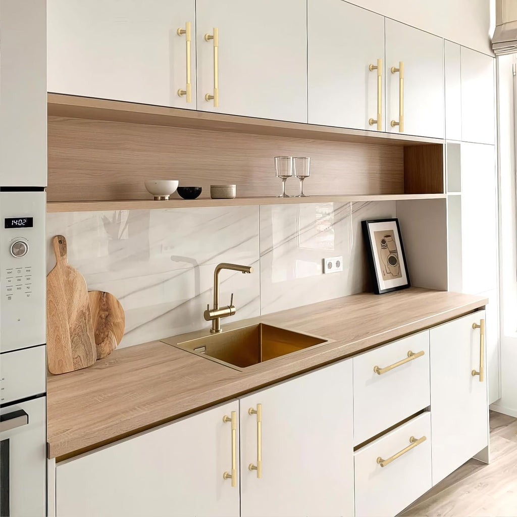 10 Pack Brushed Gold Cabinet Pulls 5 Inch(128mm) Kitchen Cabinet Handles Cabinet Hardware for Drawer Pulls