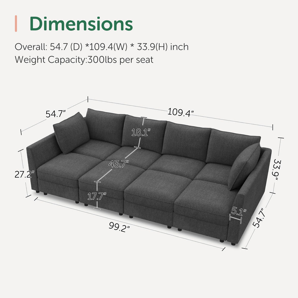 Modular Sofa Sectional Sleeper Couch with Storage Seat Reversible Sectional Sleeper Couch Modular Sofa - Snowflake