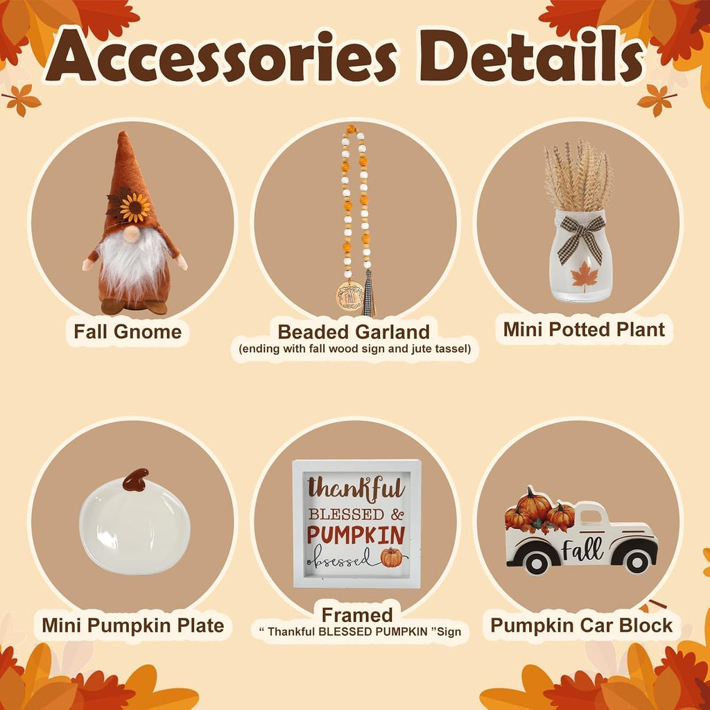 Fall Decorations Fall Thanksgiving Tiered Tray Decor Set - Set of 6